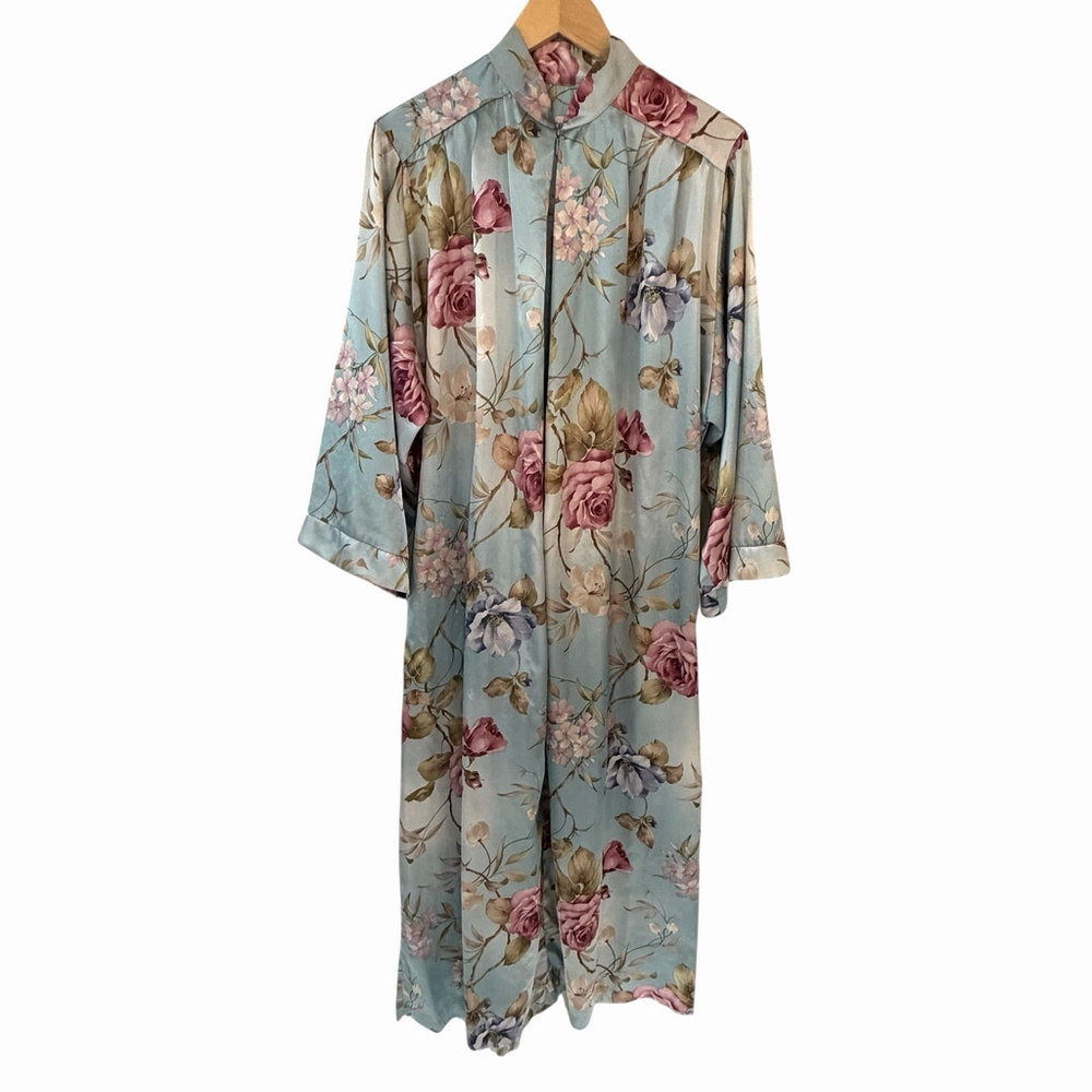 Vtg Brownstone Studio Cottagecore Floral Kimono Robe L Loungewear Mrs Roper USA‎
